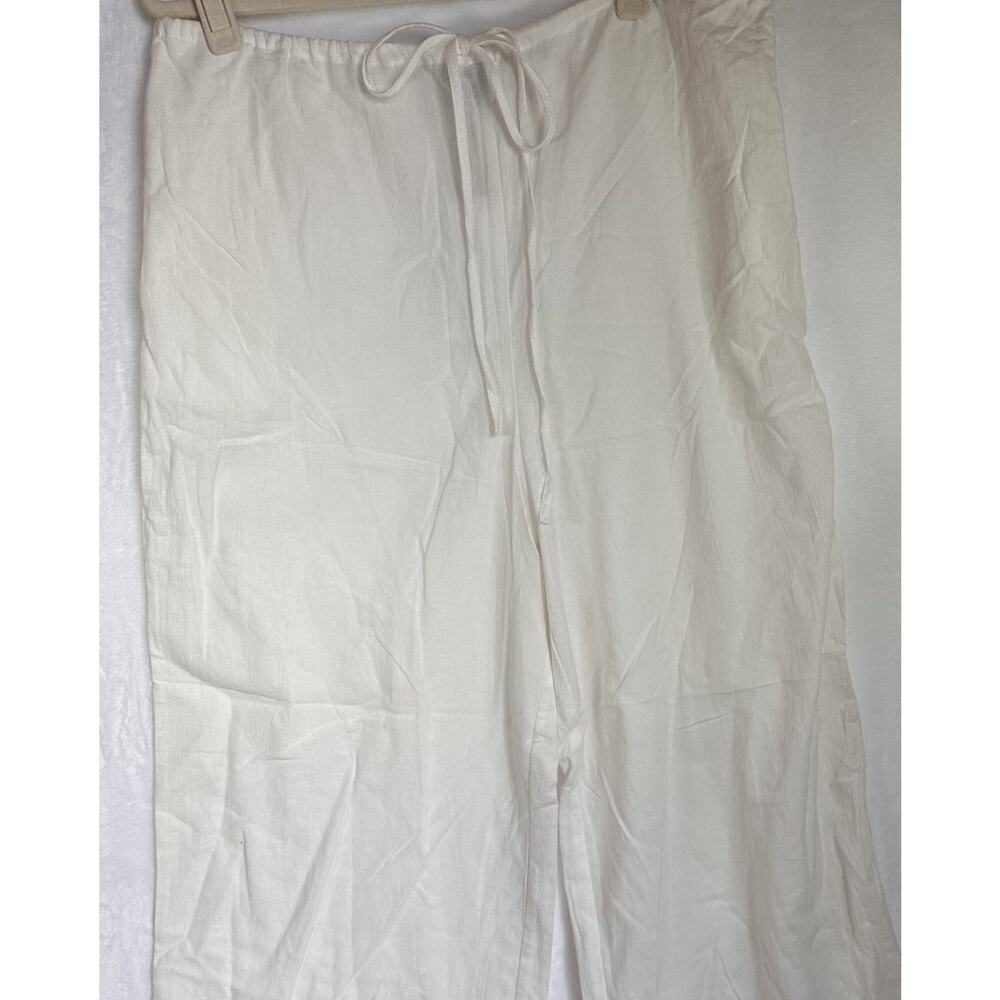 LG WHITE COTTON CANDY LA DRAWSTRING WIDE LEG BOHO PANTS RESORT BEACH BAGGY Y2K